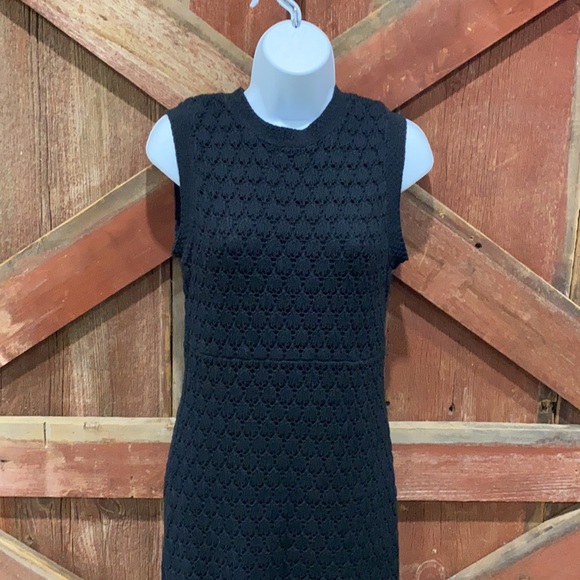 Banana Republic Maxi Sleeveless Black Sweater Dress, Crochet Lined Size 6 - Picture 4 of 15